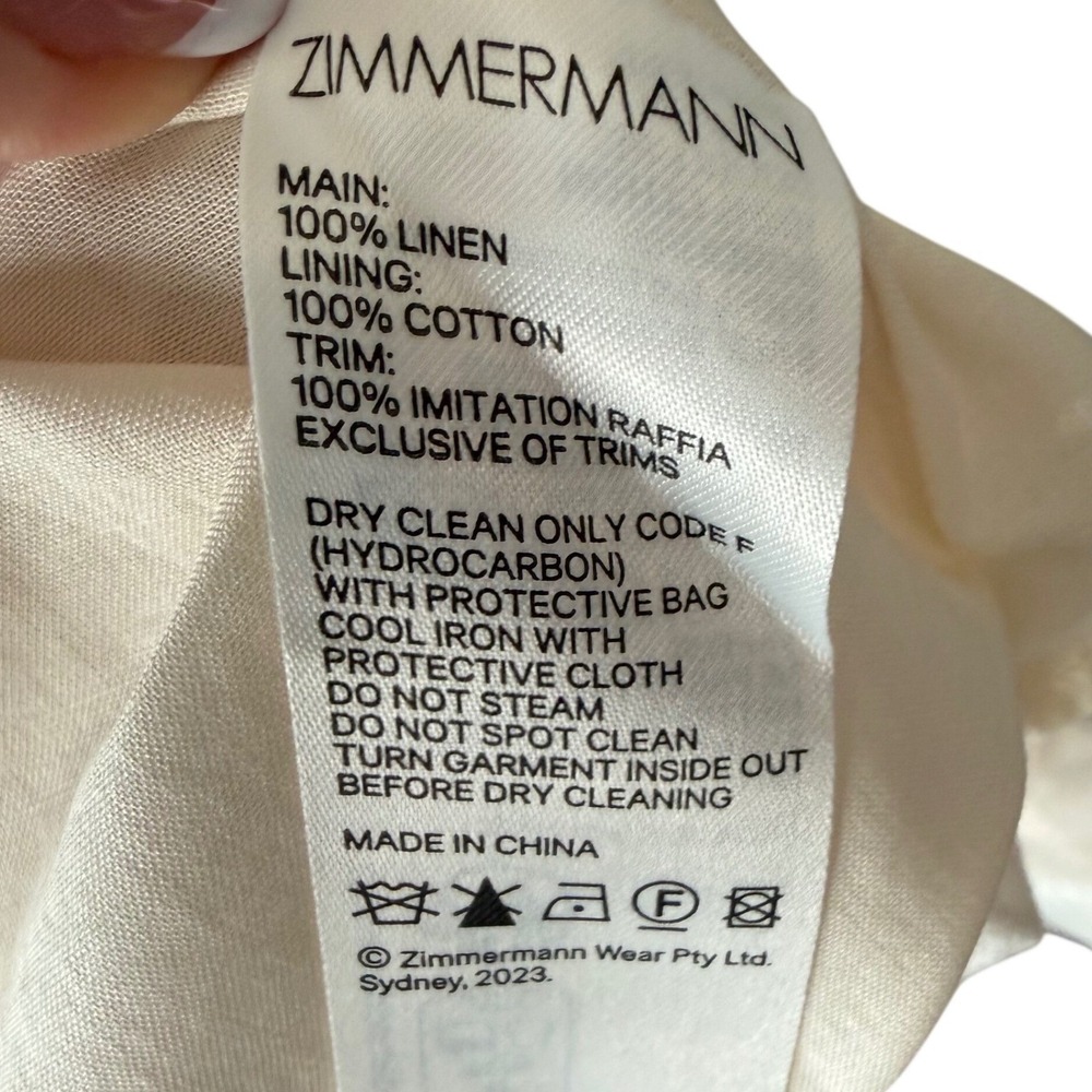 ✨EURO SUMMER ICON✨ Zimmermann Lexi Ivory Palm Linen Column Dress NWT SZ 1 US 6 - Picture 7 of 9
